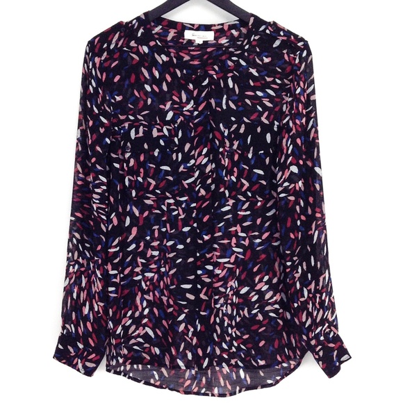 TWO by VINCE CAMUTO Masquerade Print Sheer Blouse - Picture 1 of 8